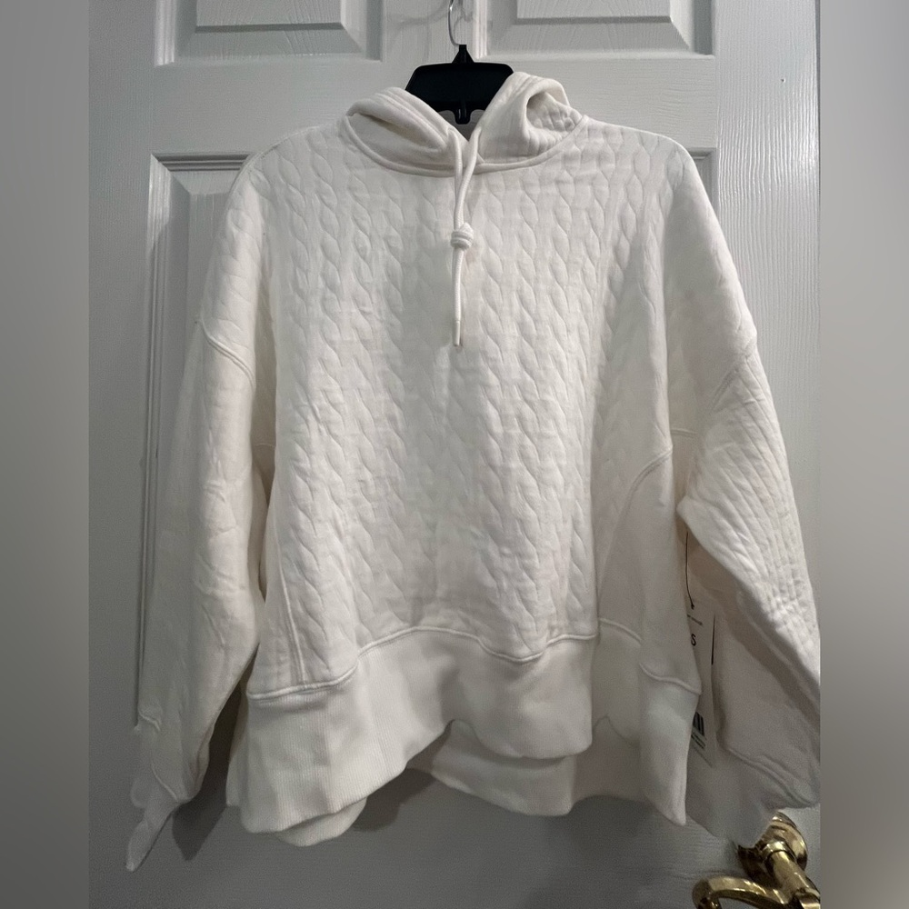 NWT HARMONY & BALANCE Oversized Cotton Washed Jacquard Hoodie Size XS - Picture 9 of 16
